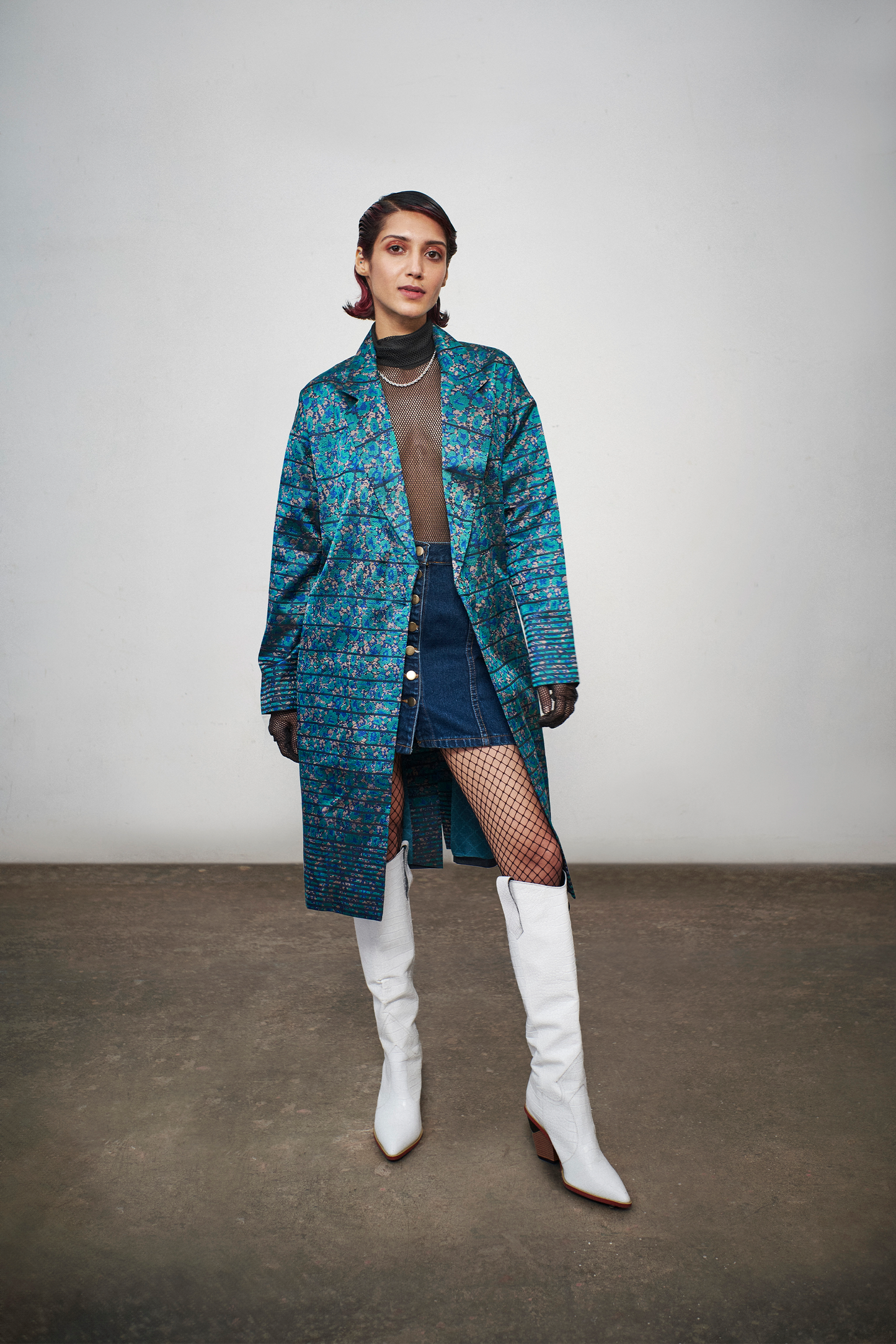 Blue Labyrinth Long Coat