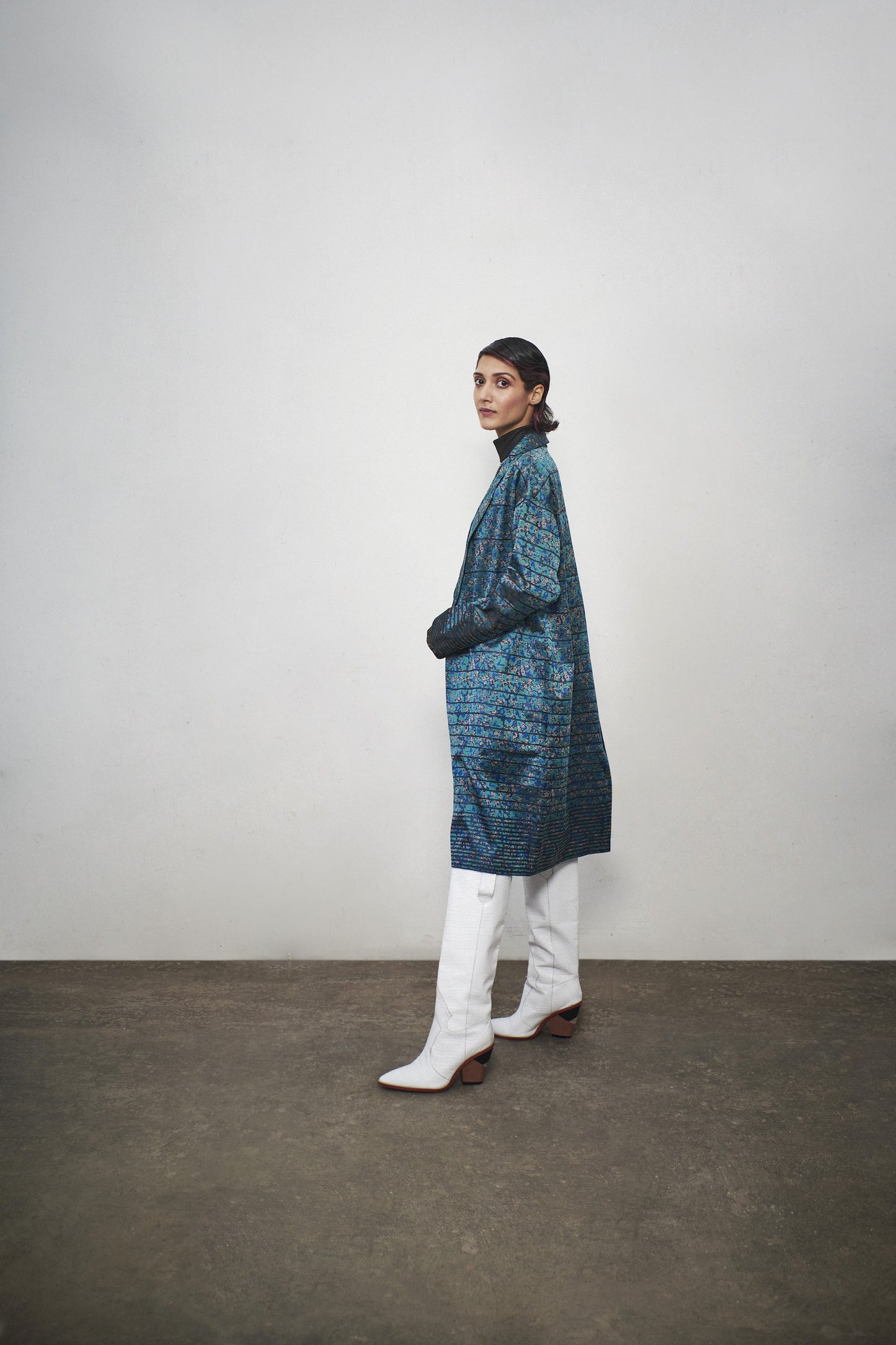 Blue Labyrinth Long Coat