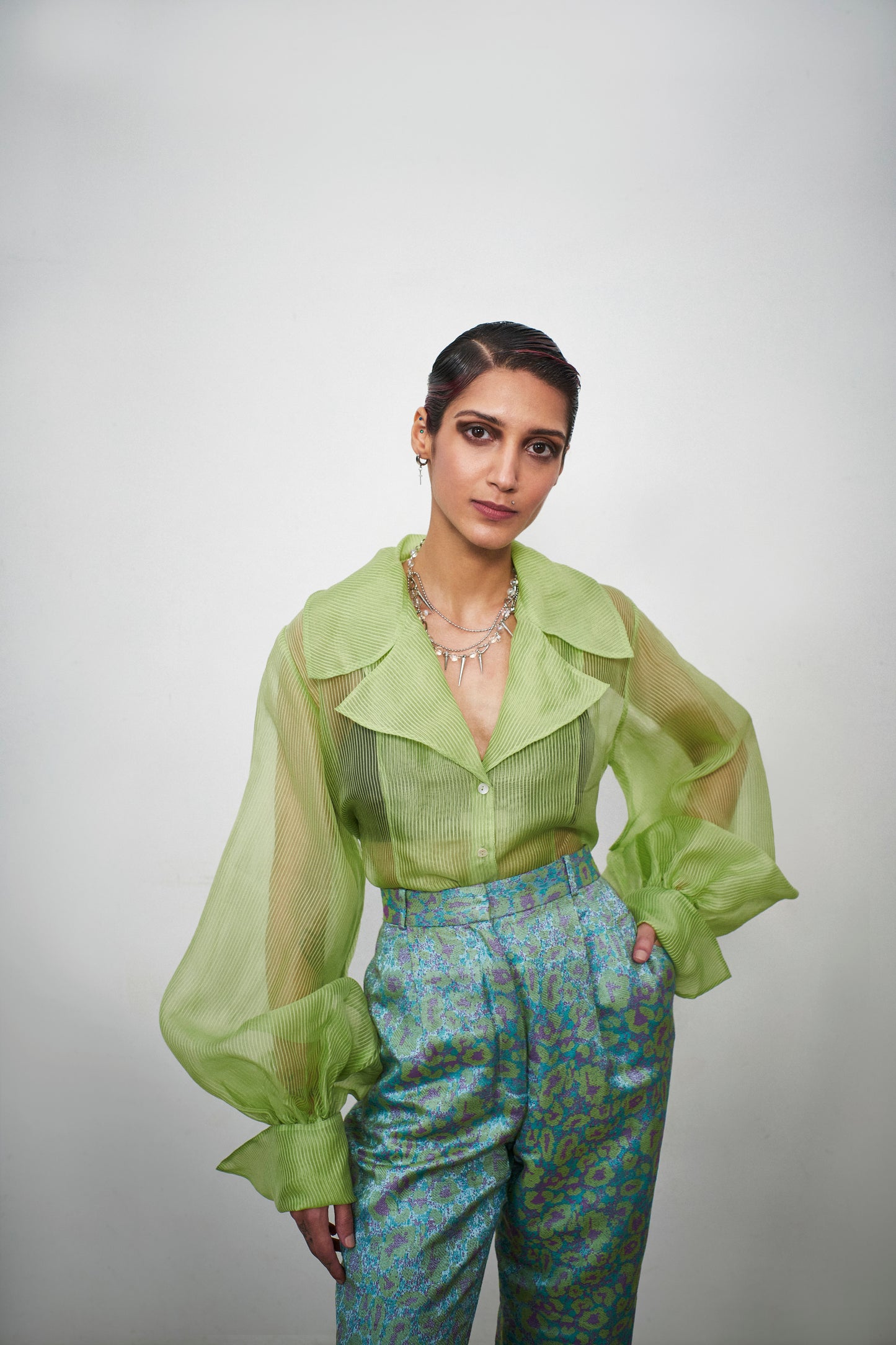 Lime Green Organza Shirt