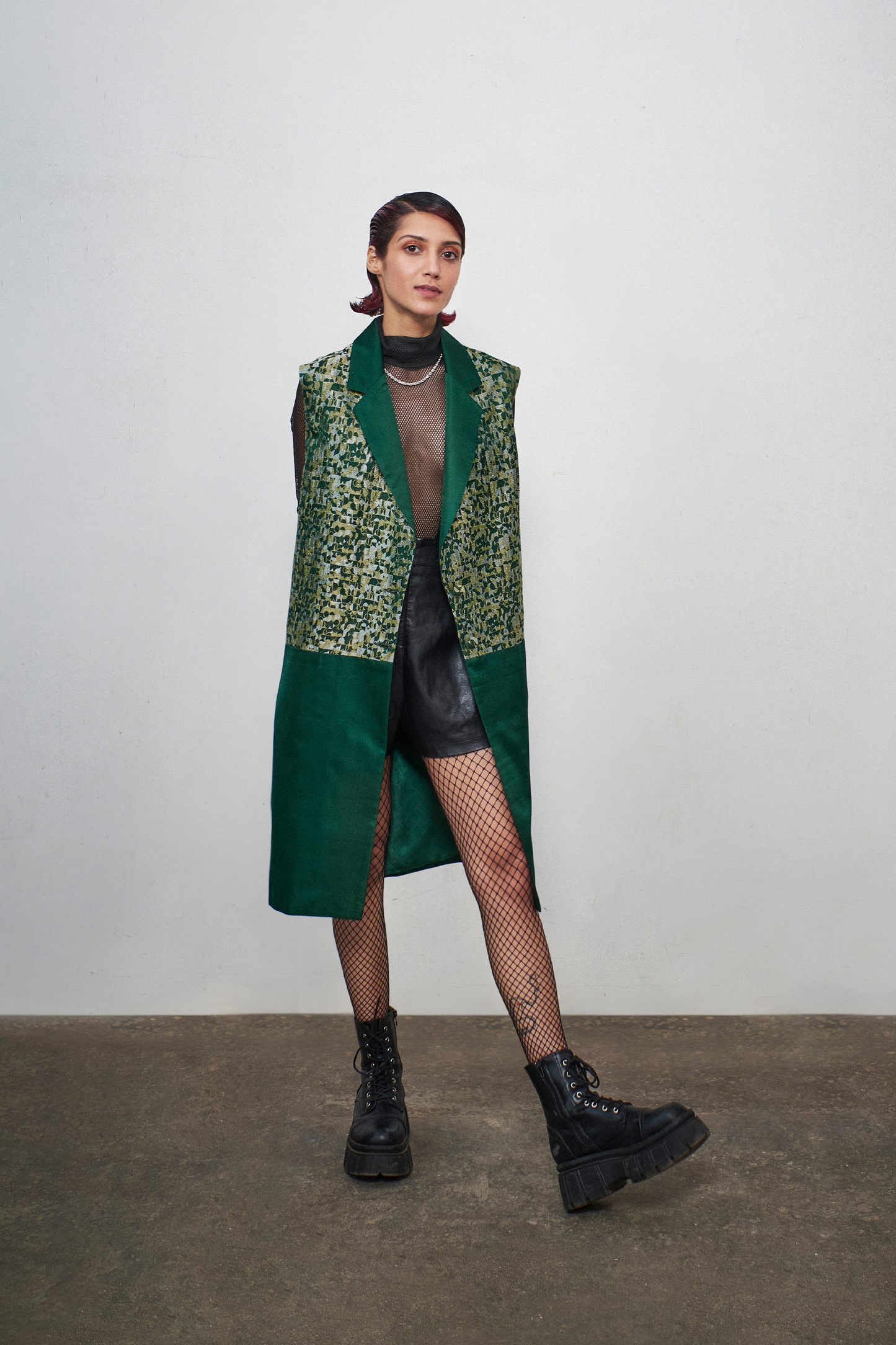 Megabyte Green Sleeveless Coat