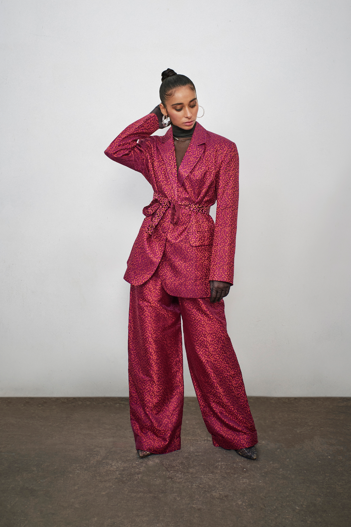 Red Pixel Pant Suit